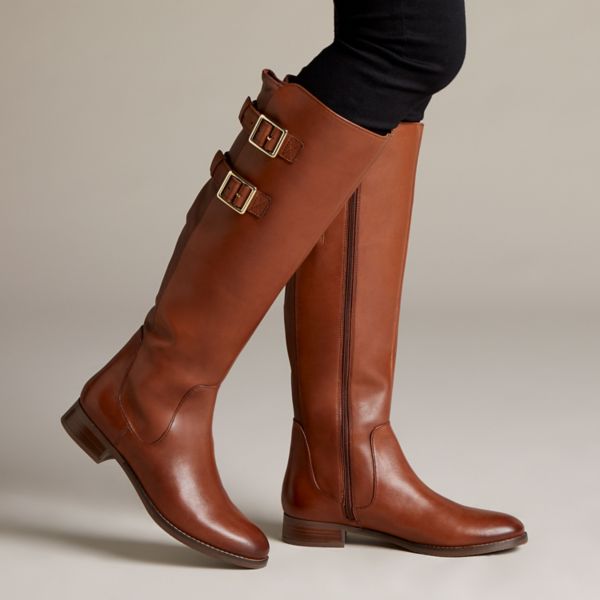 Clarks Womens Netley Ride Knee High Boots Brown | UK-3405261